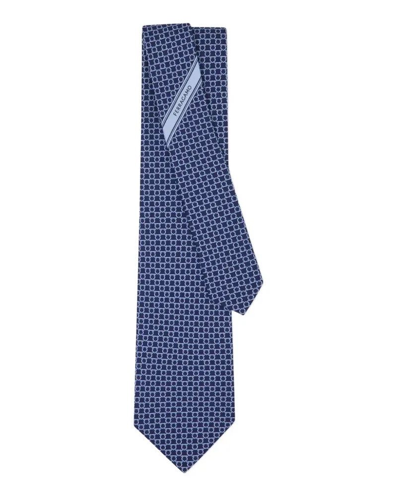 Ferragamo link print silk tie - Blau Blau
