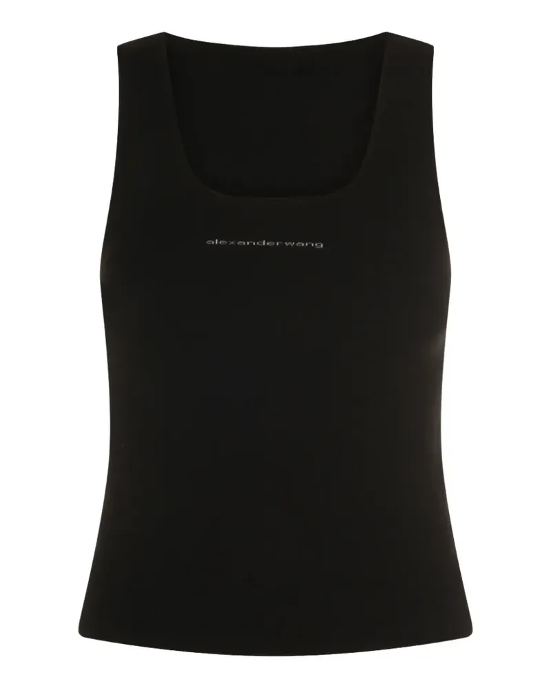 Alexander Wang ribbed-knit logo-print tank top - Schwarz Schwarz