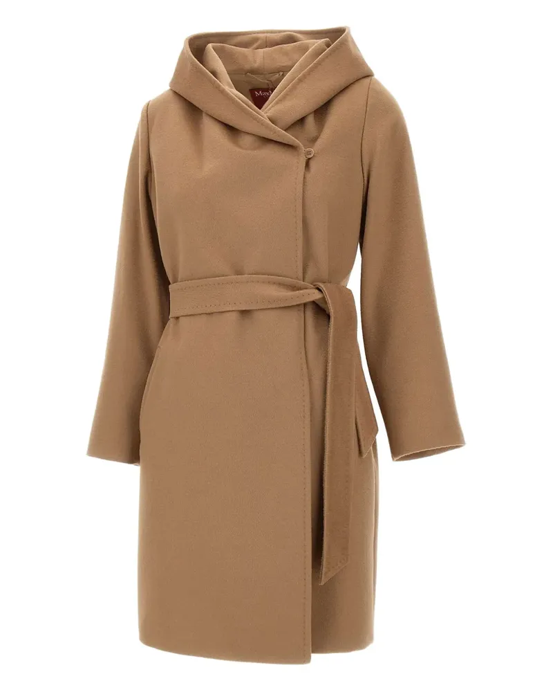 Max Mara Doppelreihiger Wollmantel mit Gürtel - Braun Braun