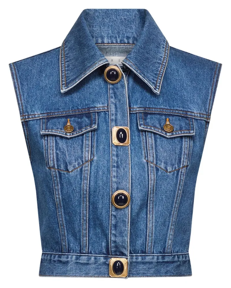 Area Jeansweste mit Schmucksteinen - Blau Blau