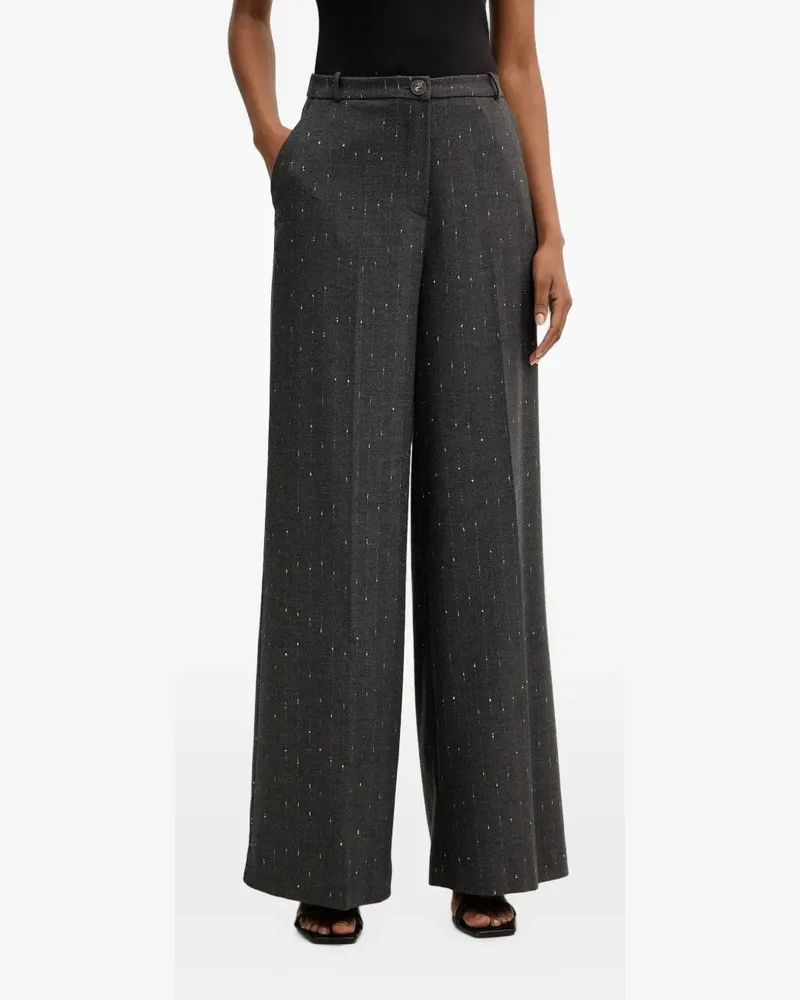 HAVEONE pinstripe-pattern wide-leg trousers - Grau Grau