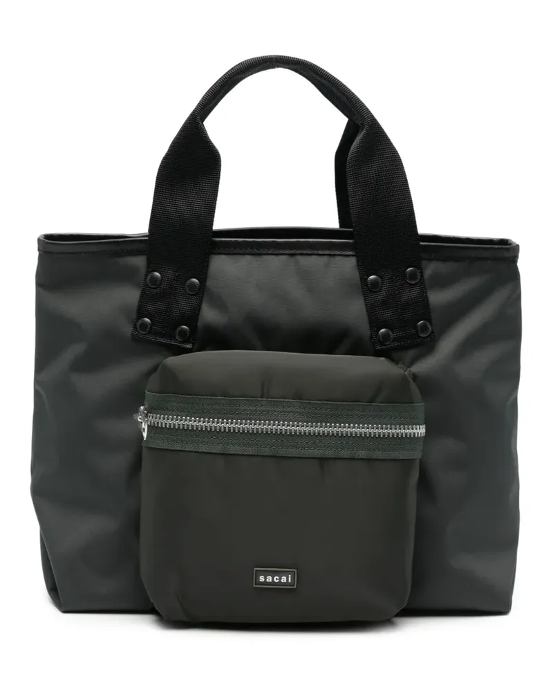 Sacai Mittelgroße Pocket Handtasche - Grün Grün