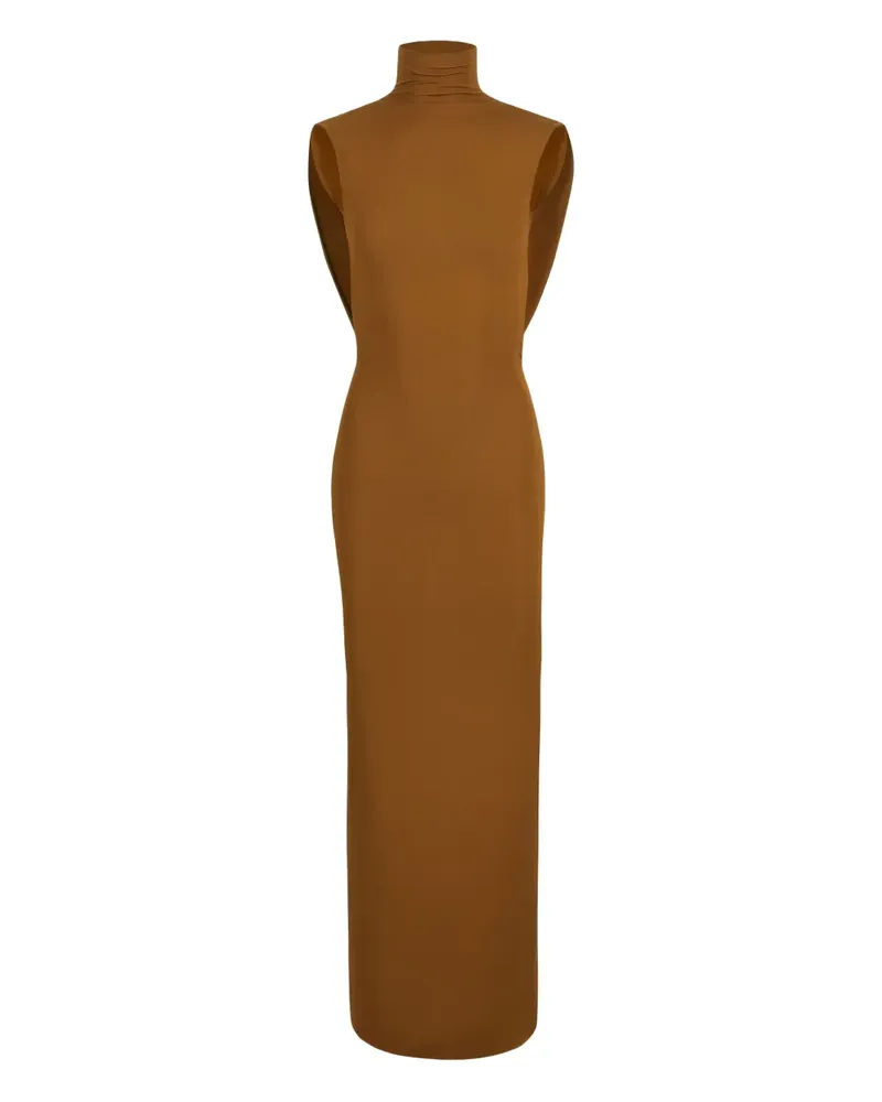 Nina Ricci Drapiertes Maxikleid mit Rollkragen - Braun Braun