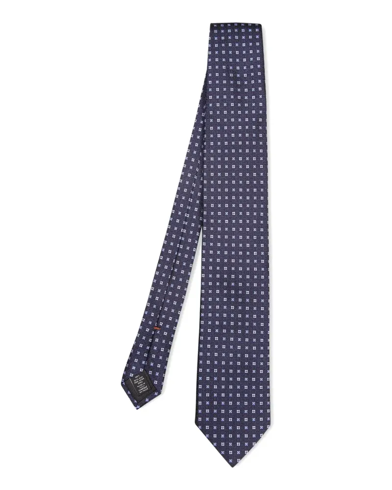 Ermenegildo Zegna Geometrisch gemusterte Seidenkrawatte - Blau Blau