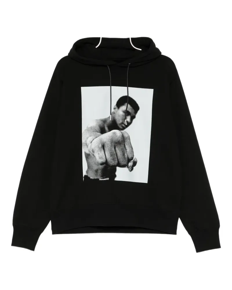 Sacai graphic-print drawstring hoodie - Schwarz Schwarz