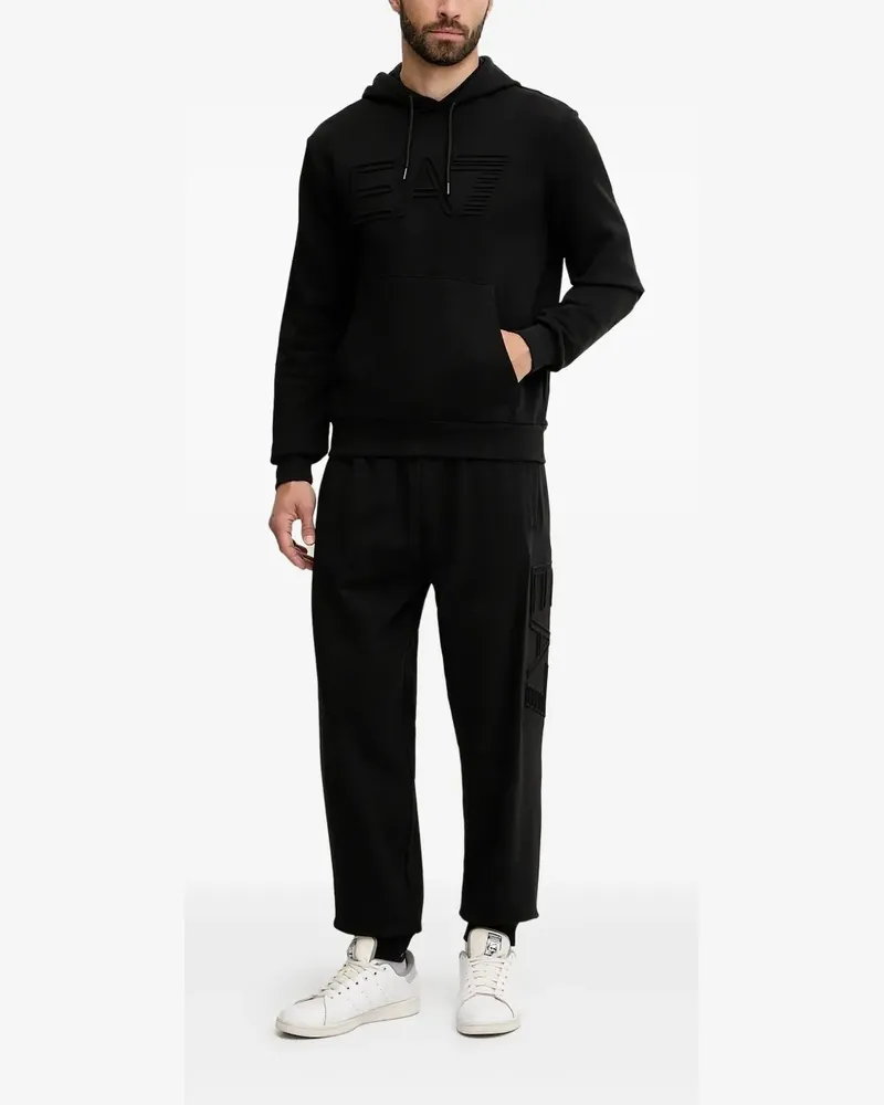 EA7 Hoodie mit Logo-Prägung - Schwarz Schwarz