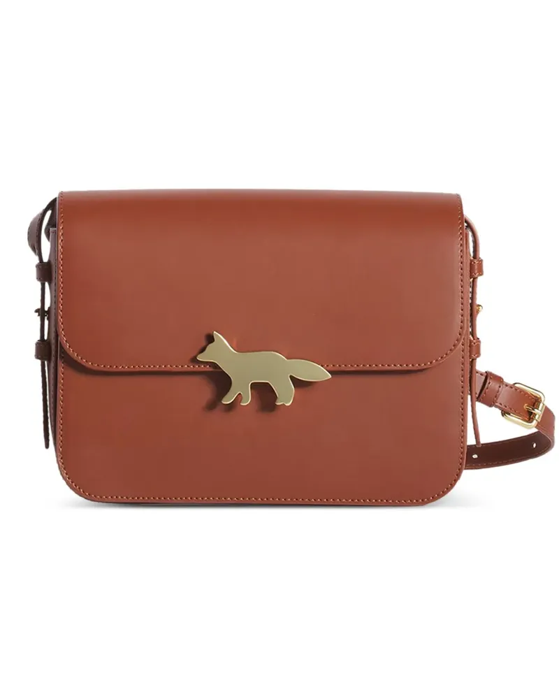 Kitsuné Goldfarbene Schultertasche mit Fuchs-Verzierung - Braun Braun
