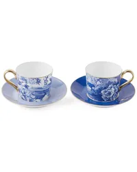 Shanghai Tang x Jacky Tsai zweiteiliges Kaffeetassen- und Untersetzer-Set Blau