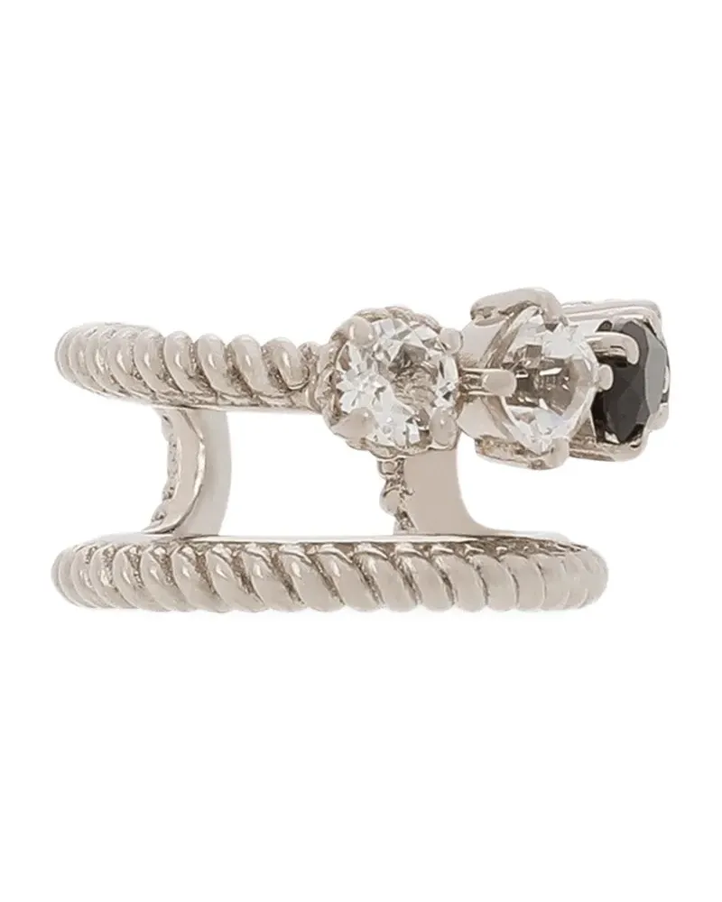 Dolce & Gabbana Einzelner 18kt Weißgold-Ear Cuff mit Topas und schwarzem Spinell Weiß