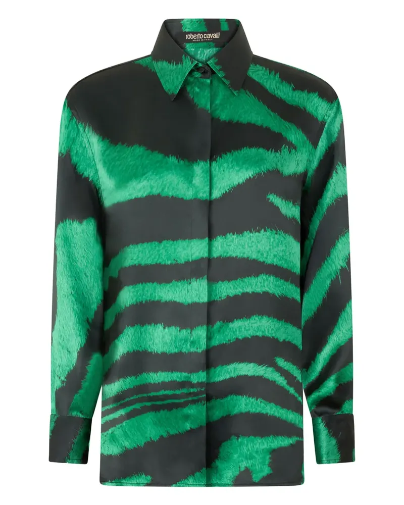 Roberto Cavalli Hemd mit Zebra-Print - Grün Grün