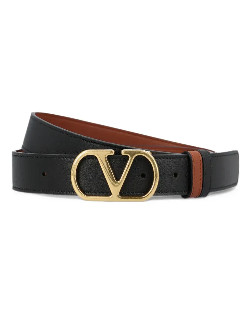 Valentino Garavani Wendbarer VLogo Signature Gürtel aus glänzendem Kalbsleder - Braun Braun