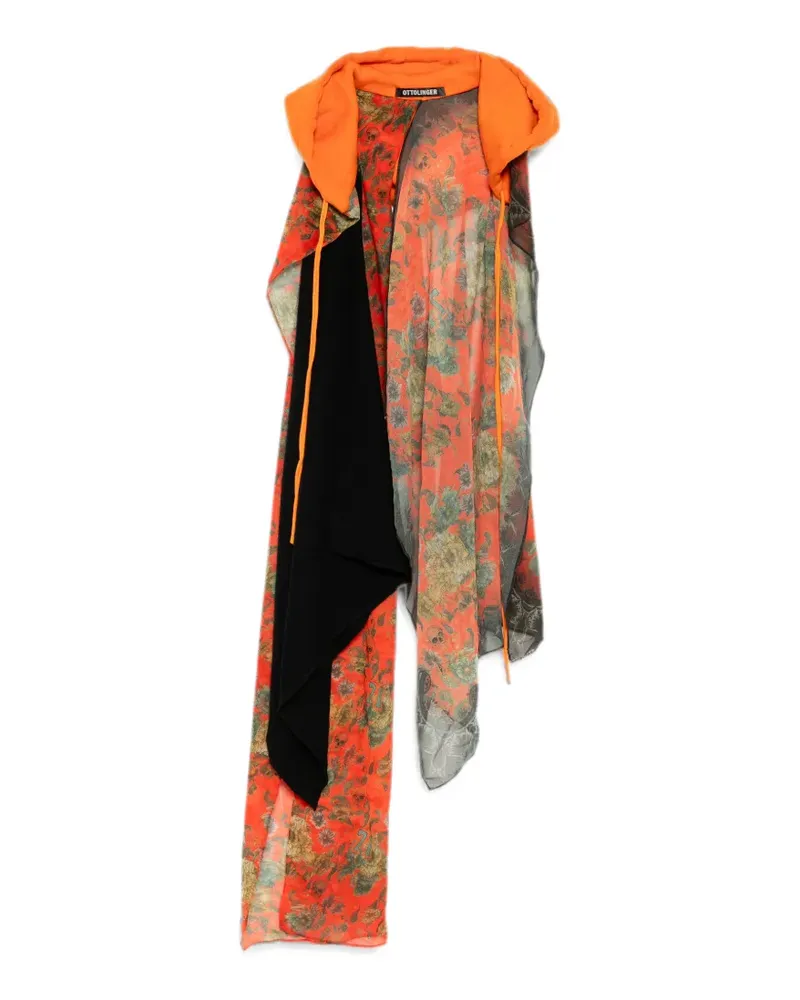 OTTOLINGER floral-print hooded scarf - Orange Orange
