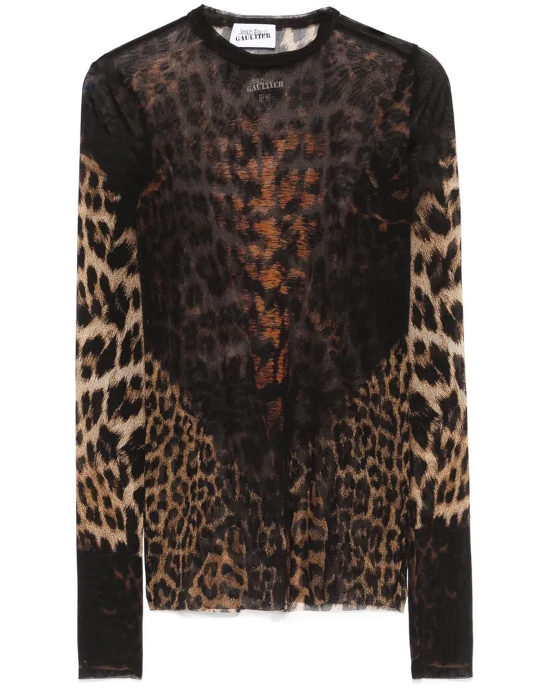 Jean Paul Gaultier Netzshorts mit Leoparden-Print - Schwarz Schwarz