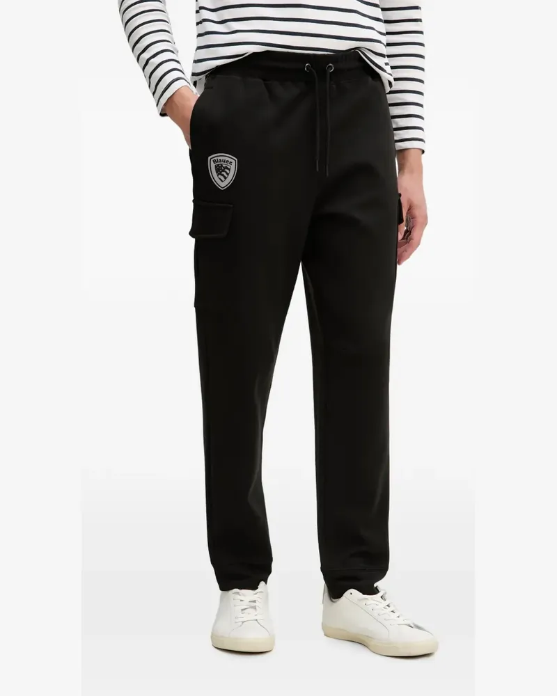 Blauer Jogginghose mit Logo-Patch - Schwarz Schwarz