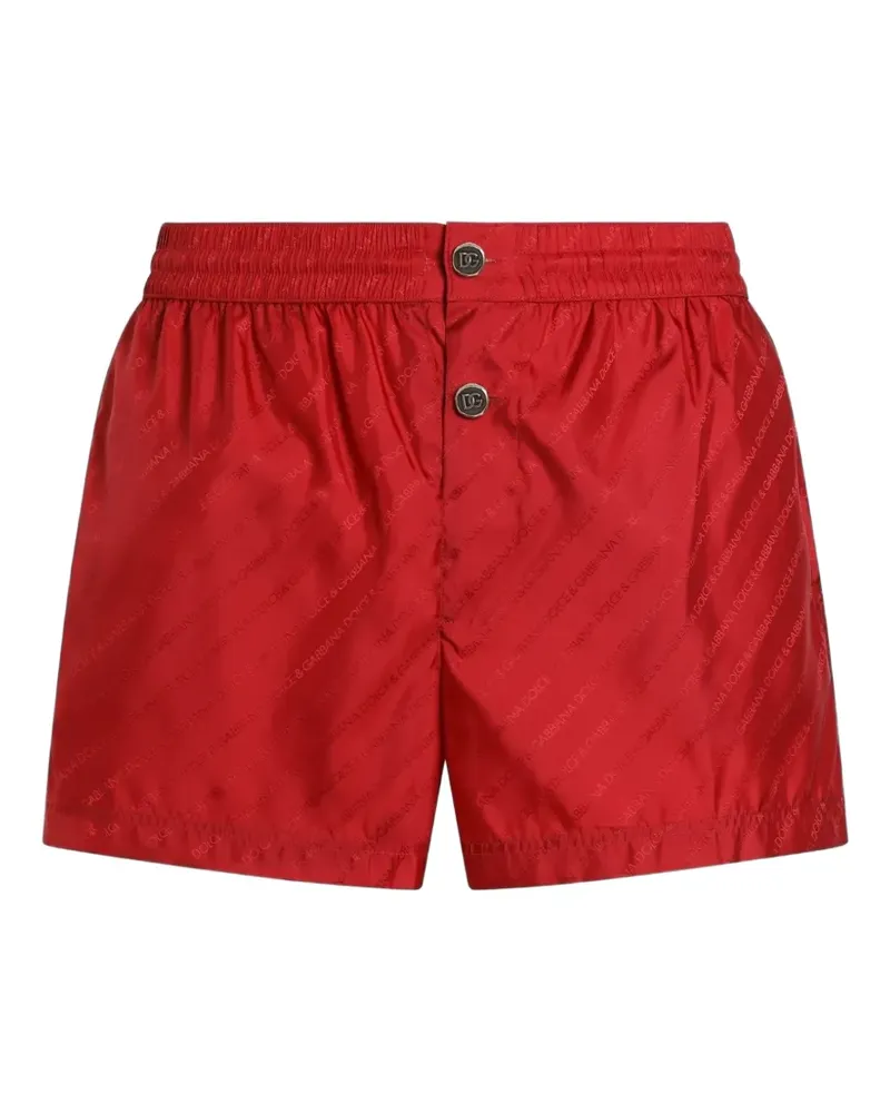 Dolce & Gabbana Kurze Boxershorts mit Jacquard-Logo - Rot Rot