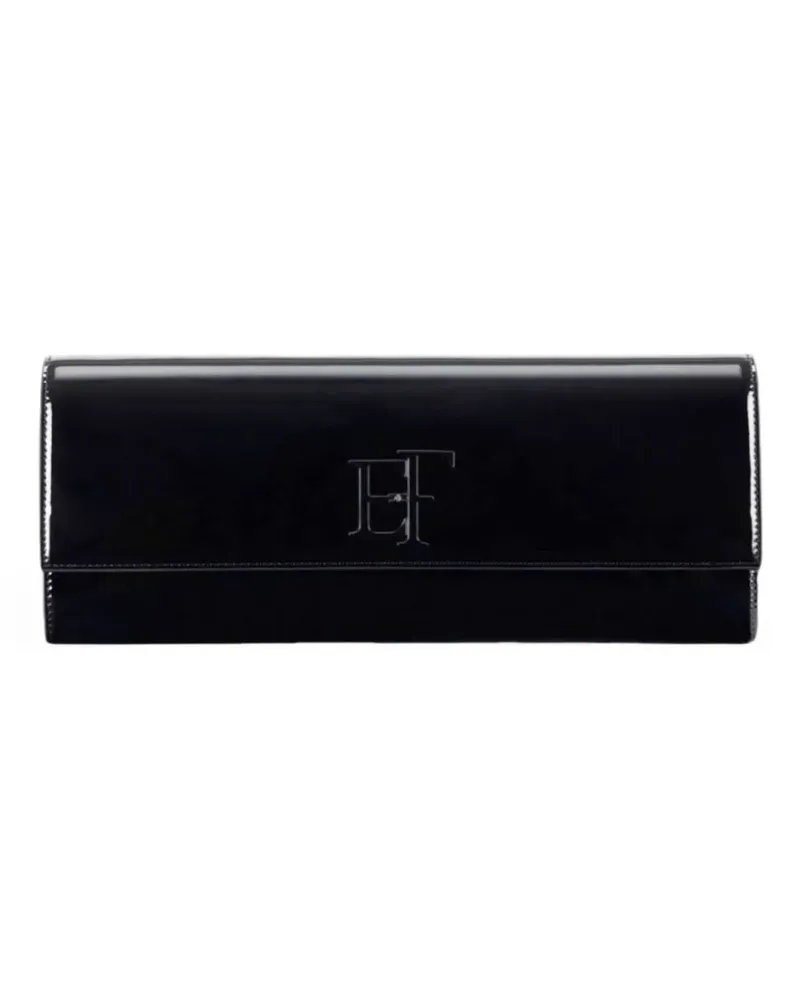 Elisabetta Franchi Schultertasche mit Logo-Schild - Schwarz Schwarz