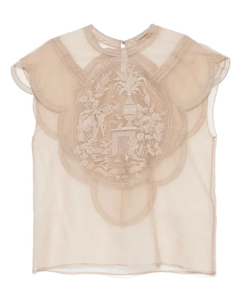 Elie Saab Bluse mit Stickerei - Nude Nude