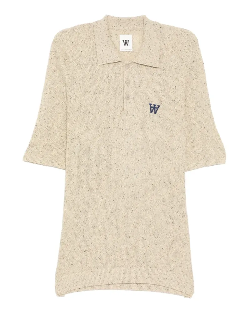 Wood Wood logo-embroidered polo shirt - Nude Nude