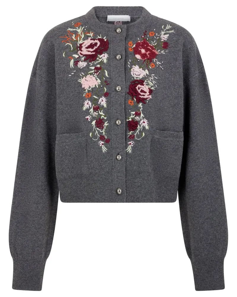 Paco Rabanne Cardigan mit Blumenstickerei - Grau Grau