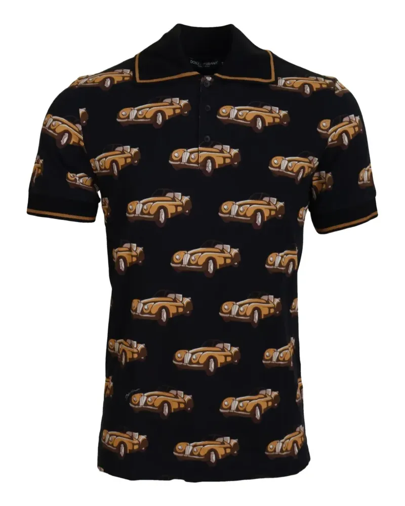 Dolce & Gabbana Poloshirt mit Auto-Print - Schwarz Schwarz
