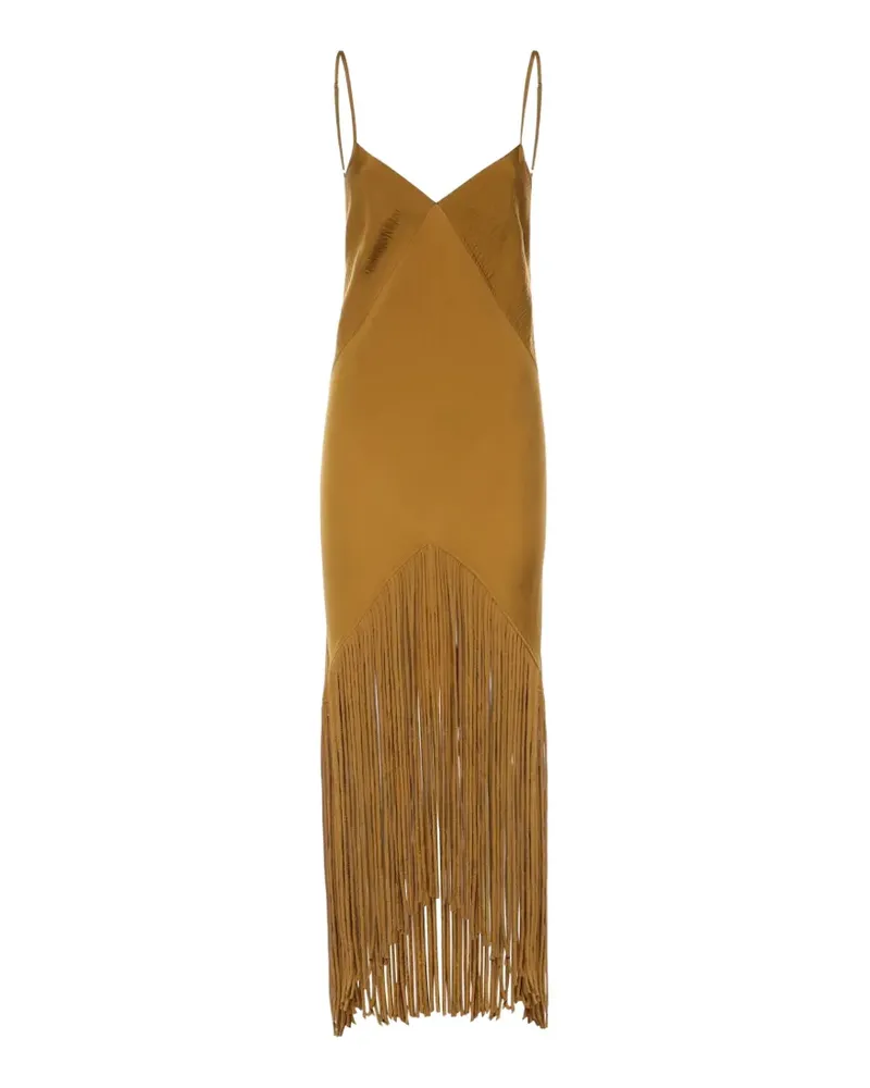 Pinko fringed asymmetric dress - Gold Gold