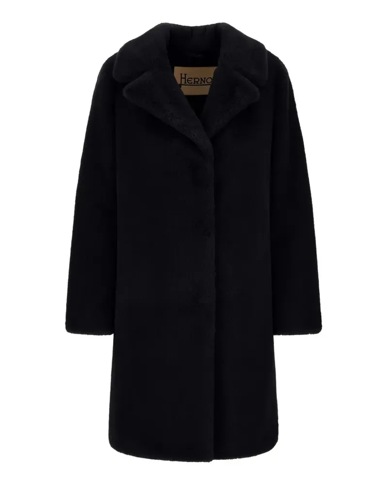 Herno Mantel aus Faux Fur mit Reverskragen - Schwarz Schwarz