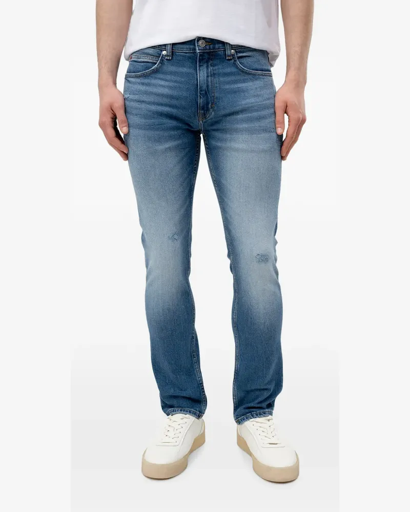 HUGO BOSS distressed logo-patch jeans - Blau Blau