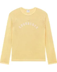 Courrèges T-Shirt aus Mesh mit Logo-Print Gelb