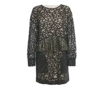 Gerüschtes Minikleid aus Spitze - Schwarz