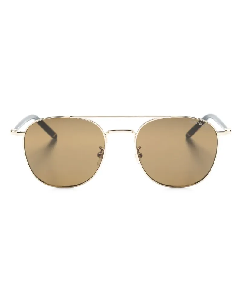 Montblanc Sonnenbrille mit rundem Gestell - Gold Gold
