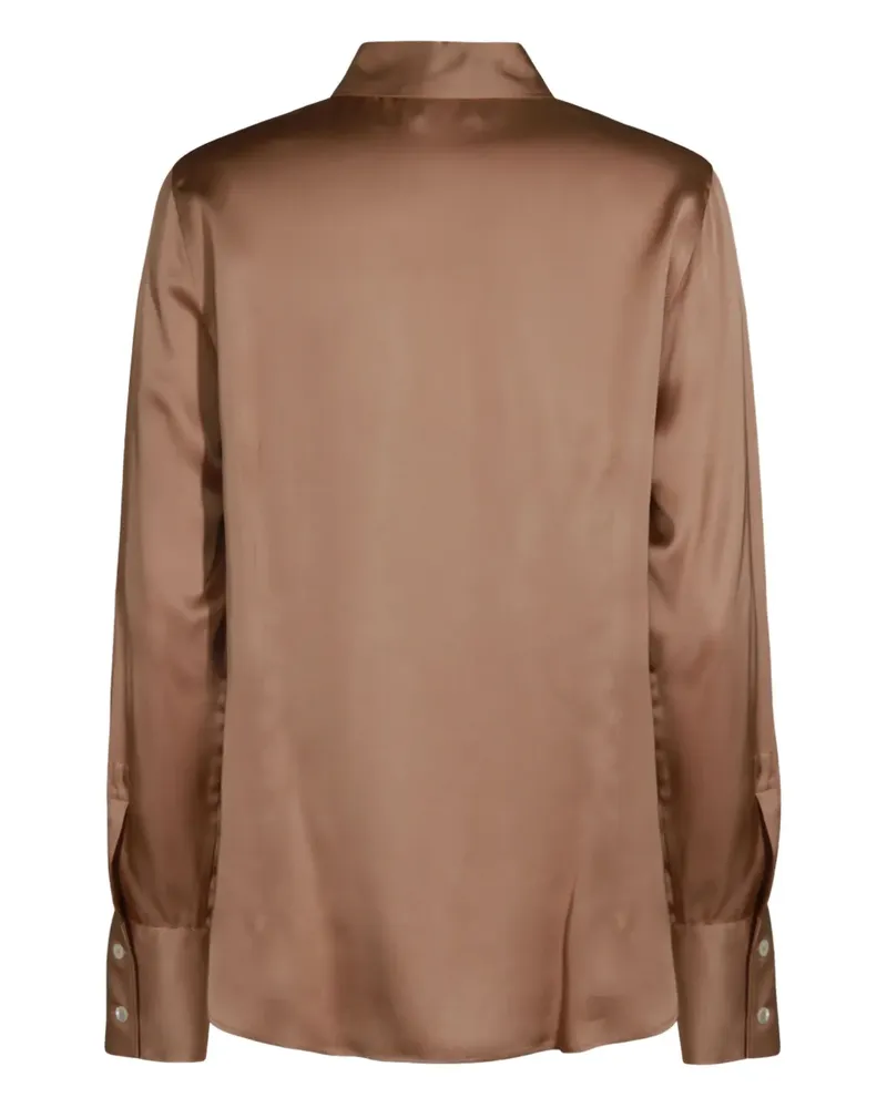 Glanshirt Langärmeliges Hemd mit Satin-Effekt - Braun Braun