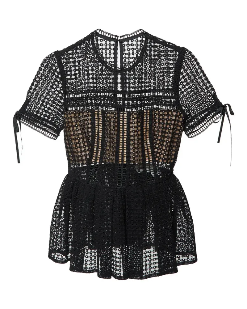 Self-Portrait perforated top - Schwarz Schwarz