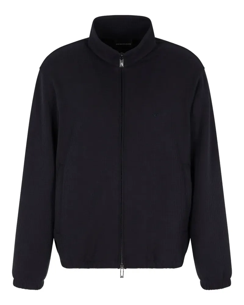 Emporio Armani Sweatshirtjacke mit Waffelmuster - Blau Blau