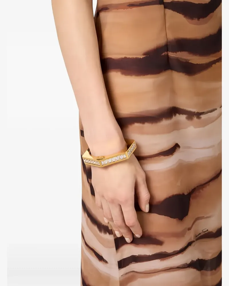 Elisabetta Franchi Geometrisch gemustertes Armband mit Strassverzierung - Gold Gold