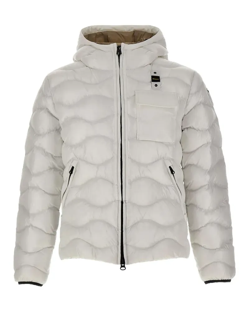 Blauer wave-quilted down jacket - Weiß Weiß