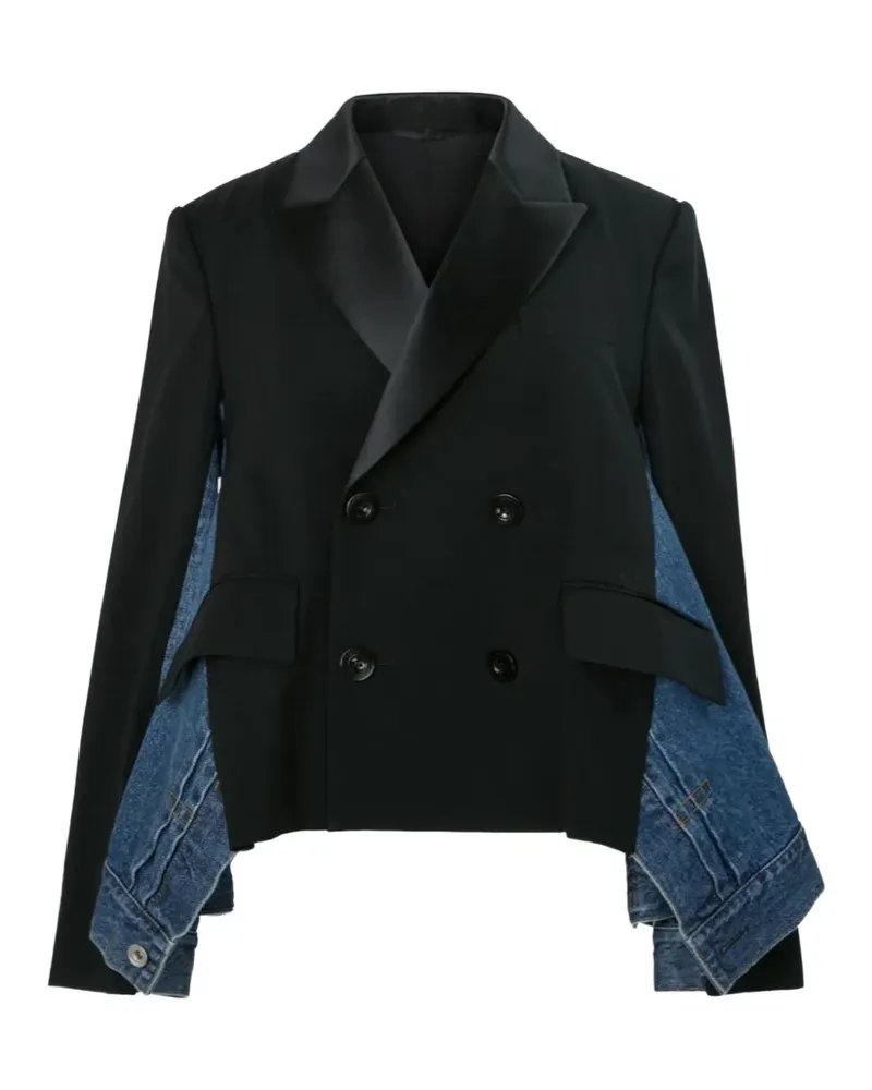 Sacai wool suiting x denim jacket - Schwarz Schwarz