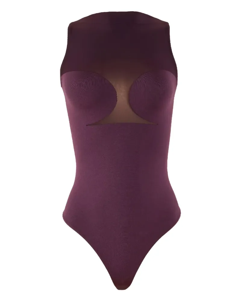 Wolford Bustier-Body mit Mesh-Einsatz - Violett Violett