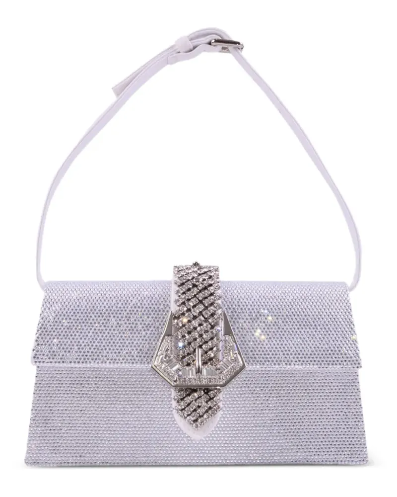 GEDEBE Kristallverzierte Schultertasche mit Schnalle - Weiß Weiß
