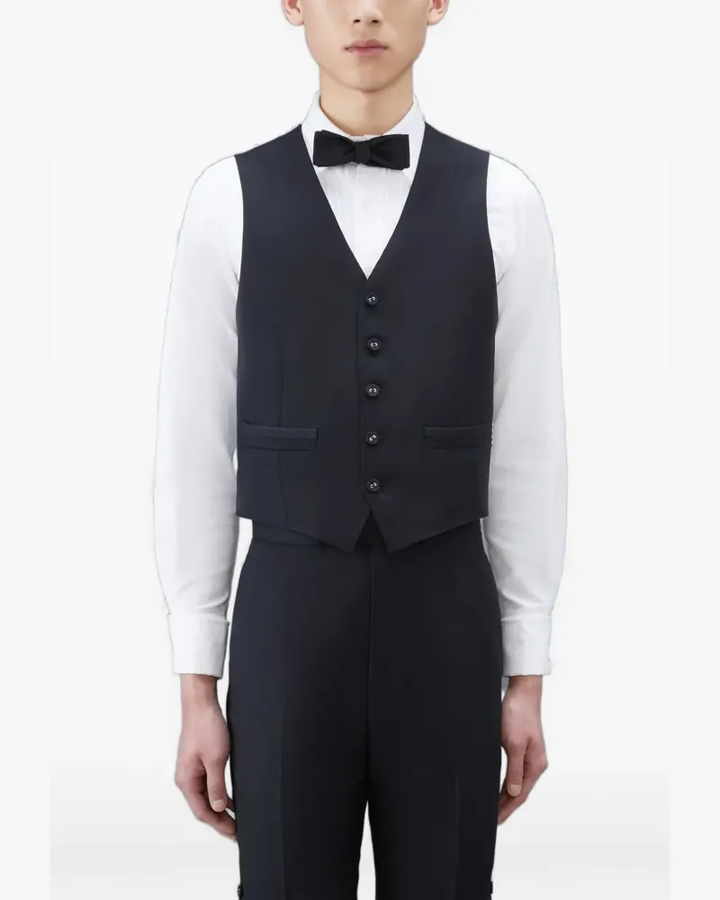 Thom Browne Gestreifte Weste mit fünf Knöpfen - Schwarz Schwarz