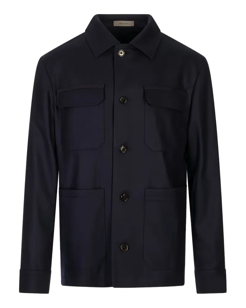 Corneliani button-up multi-pocket jacket - Blau Blau