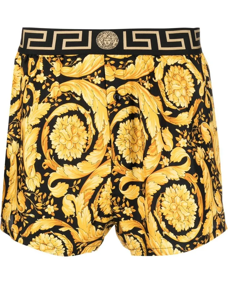 Versace Barocco Pyjama-Shorts aus Seide Gelb