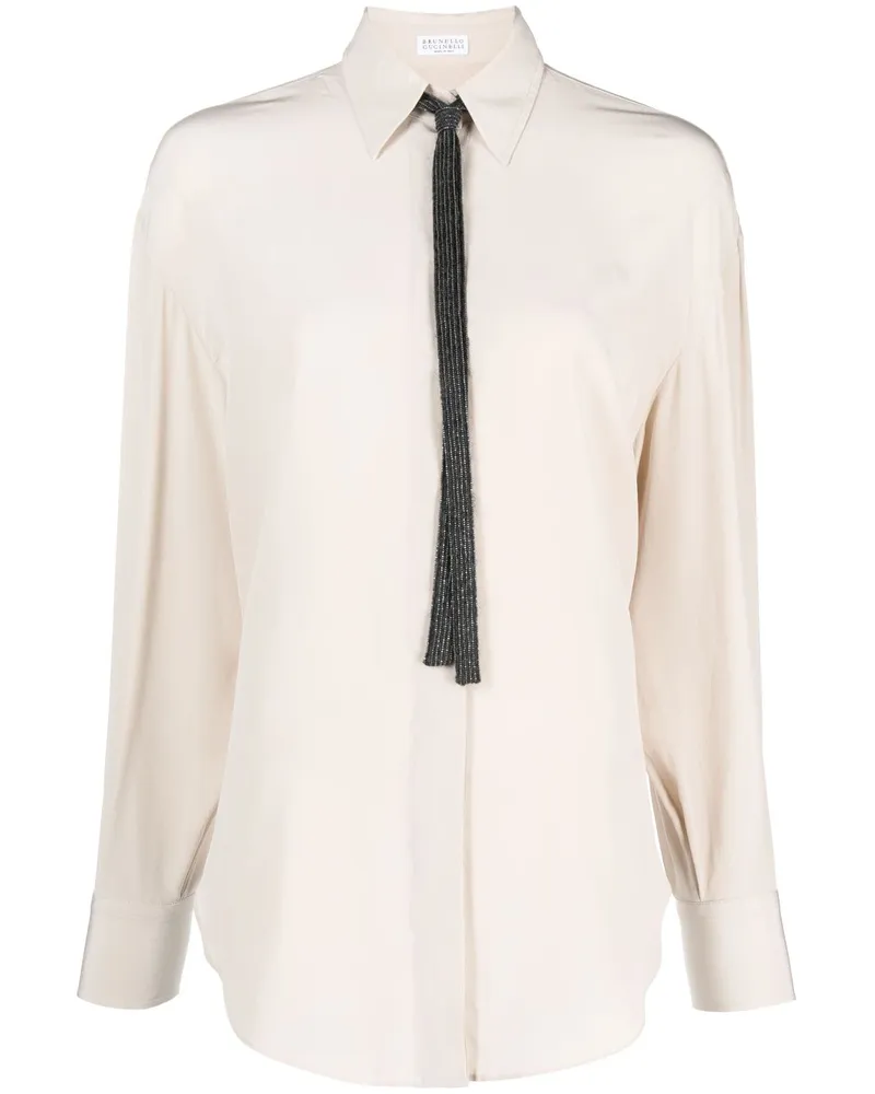 Brunello Cucinelli Seidenhemd mit Monili-Detail - Nude Nude