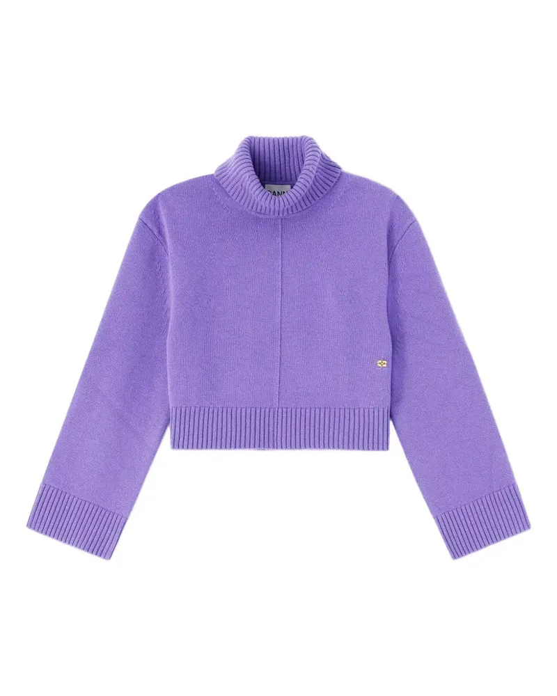 Ganni Cropped-Rollkragenpullover - Violett Violett