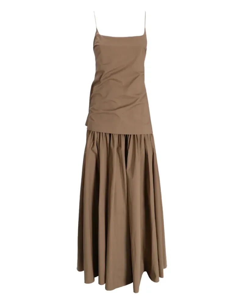 STAUD Camisole-Midikleid mit gerafftem Rock - Braun Braun
