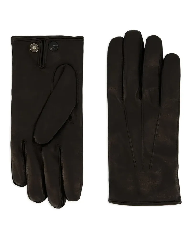 Tom Ford Lederhandschuhe mit Druckknöpfen - Schwarz Schwarz