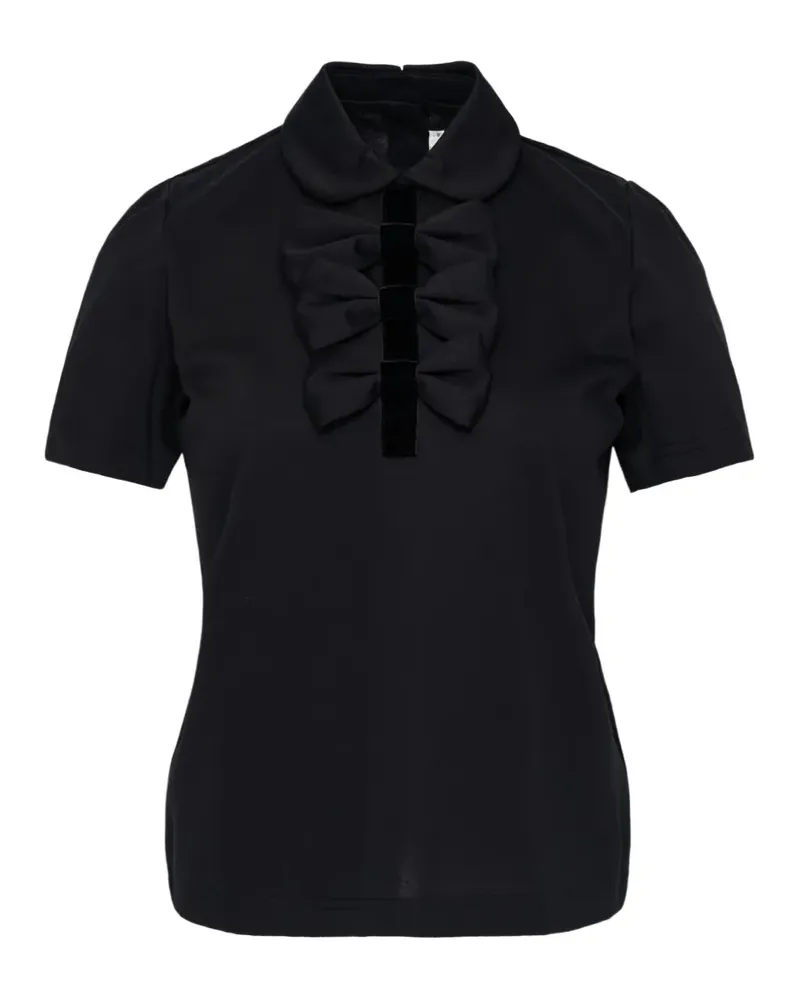 Noir Kei Ninomiya bow-embellished polo shirt - Schwarz Schwarz
