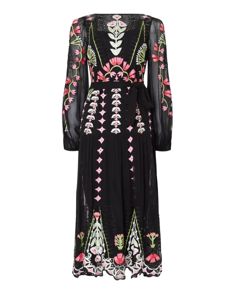 Temperley London Rosalba embroidered midi dress - Schwarz Schwarz
