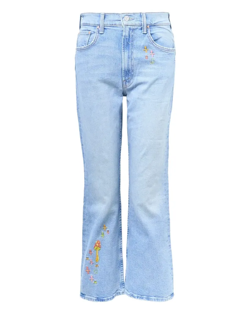 Mother floral-embroidered the scooter ankle jeans - Blau Blau