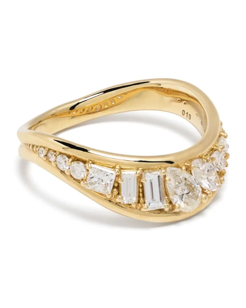 Fernando Jorge 18kt Stream Wave Gelbgoldring mit Diamanten Gold