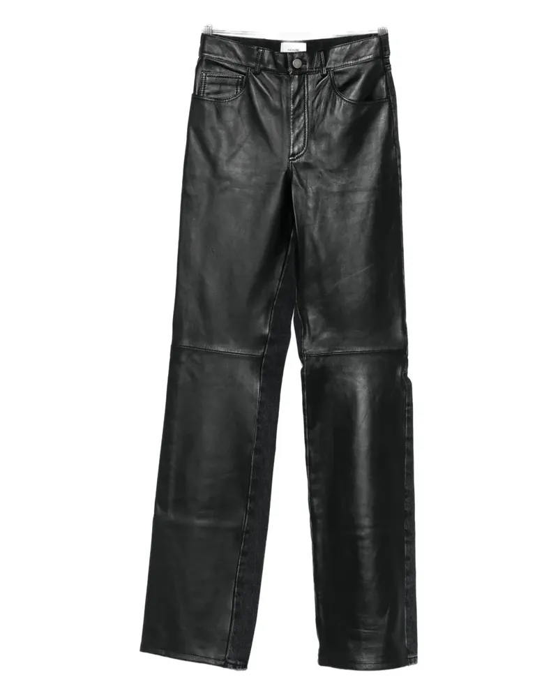 Haikure Hose mit Ledereinsatz - Schwarz Schwarz